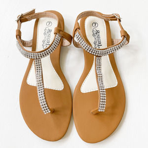Rosegirl Camel Minimalist Sandal with Rhinestones S7933